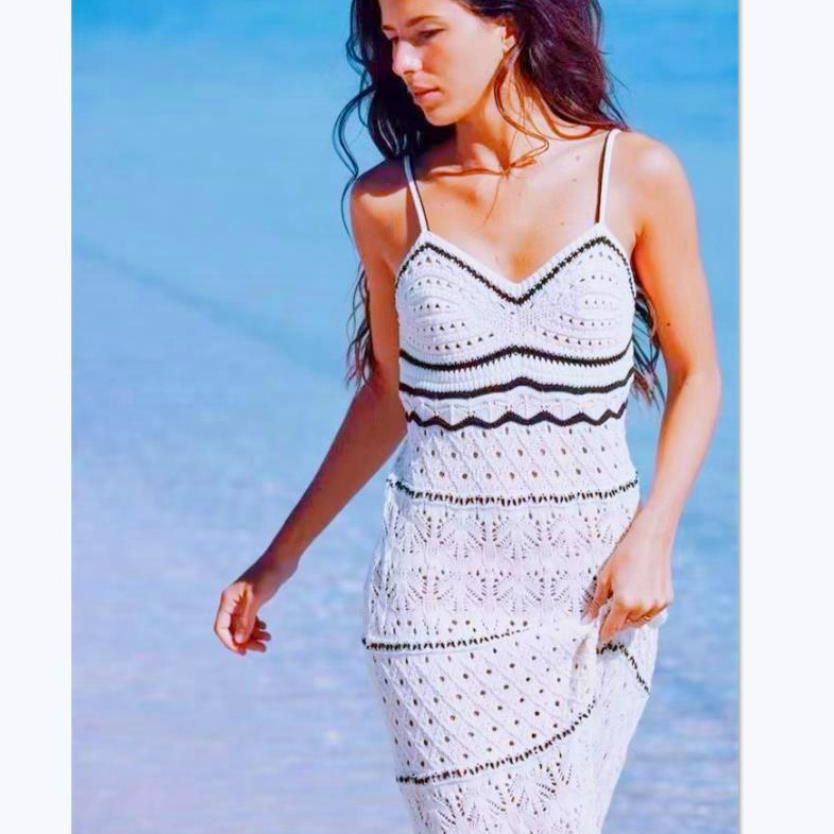 Maxi crochet dress for ladies with a flowing cut and refined details Lune London
