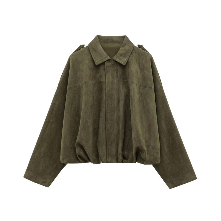 Casual faux leather jacket for women with elastic waistband and practical snap buttons Lune London