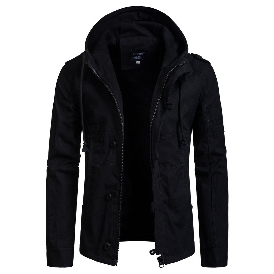 Functional outdoor jacket for men with high collar and practical pockets Lune London