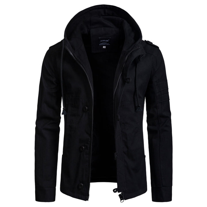 Functional outdoor jacket for men with high collar and practical pockets Lune London
