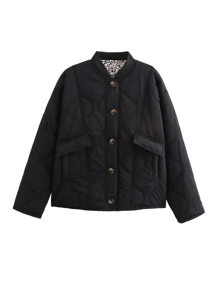 Ladies quilted transition jacket with practical pockets Lune London