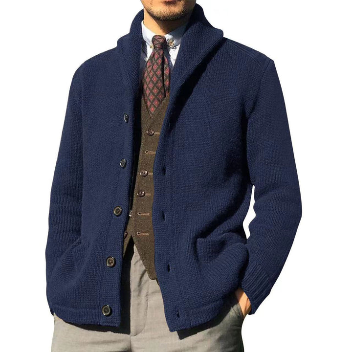 Men's knit jacket with a stylish collar and chic button details