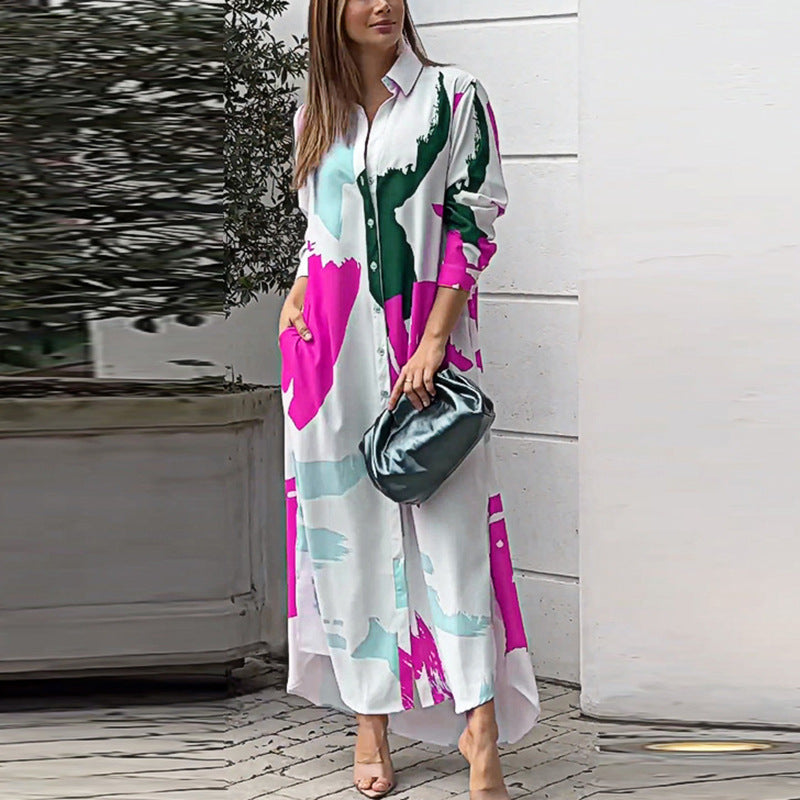 Lune London Women's Long Dress with Artistic Print