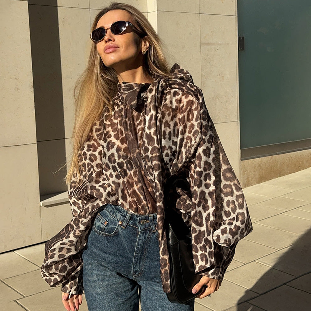 Ladies Oversized Shirt with Unique Leopard Print Lune London