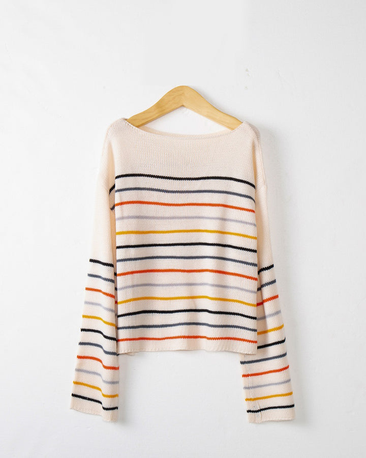 Women Striped oversized sweater in soft material with wide cut Lune London