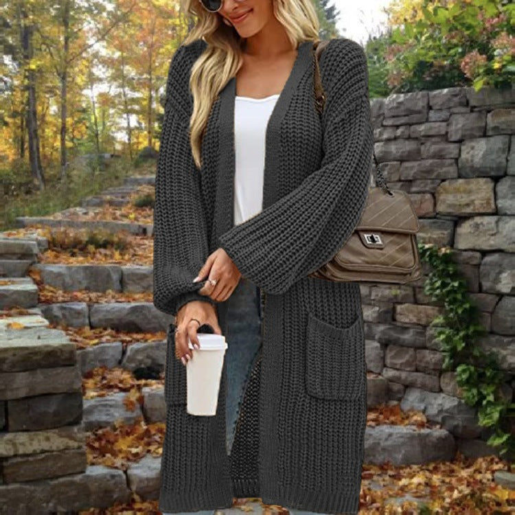 Fashionable Knit Jacket for Women with Wide Sleeves and Practical Pockets Lune London