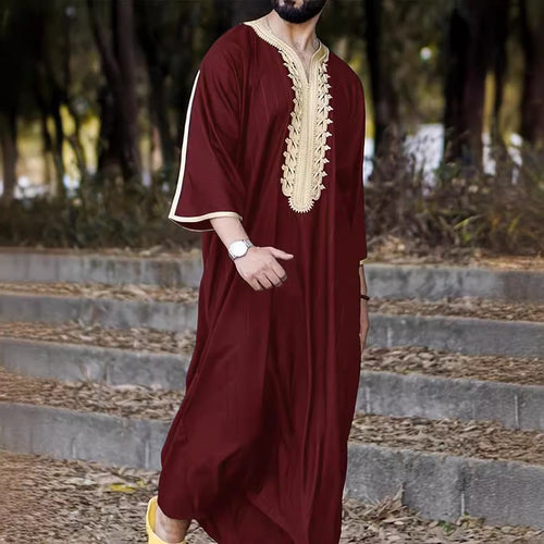 Men's traditional kaftan with artistic embroidery details Lune London