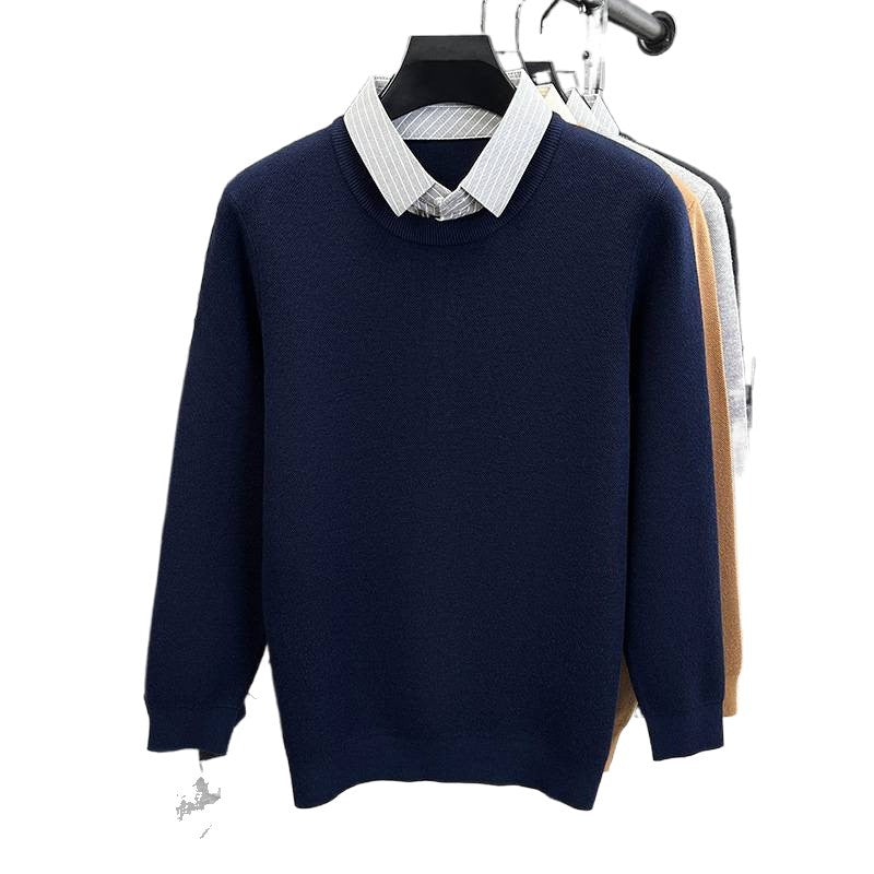 Knit sweater for women with integrated shirt collar Lune London