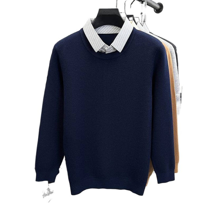 Knit sweater for women with integrated shirt collar Lune London