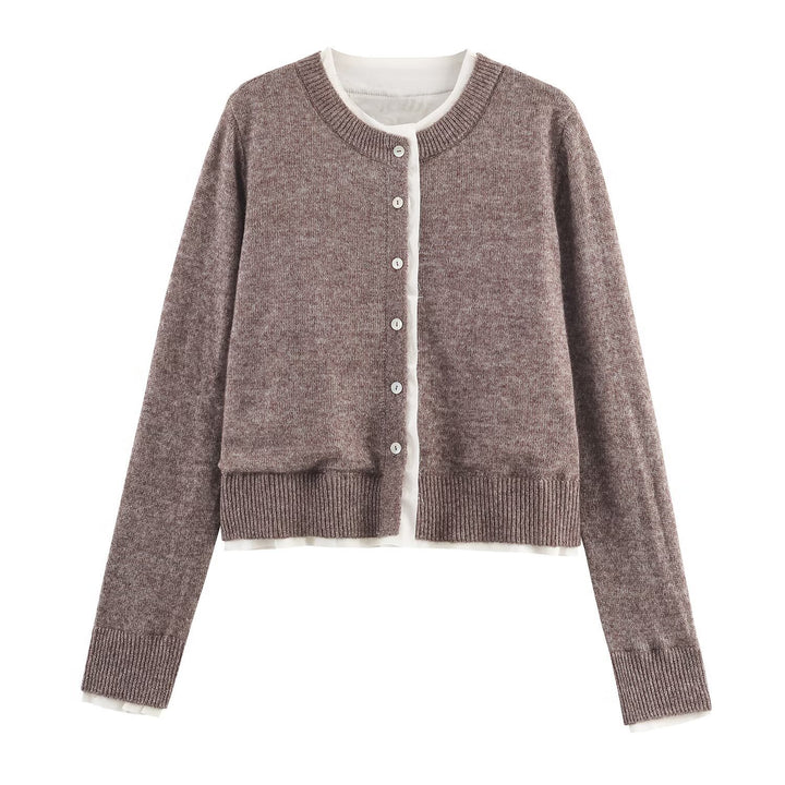 Casual knit jacket for women with round neck and button details Lune London