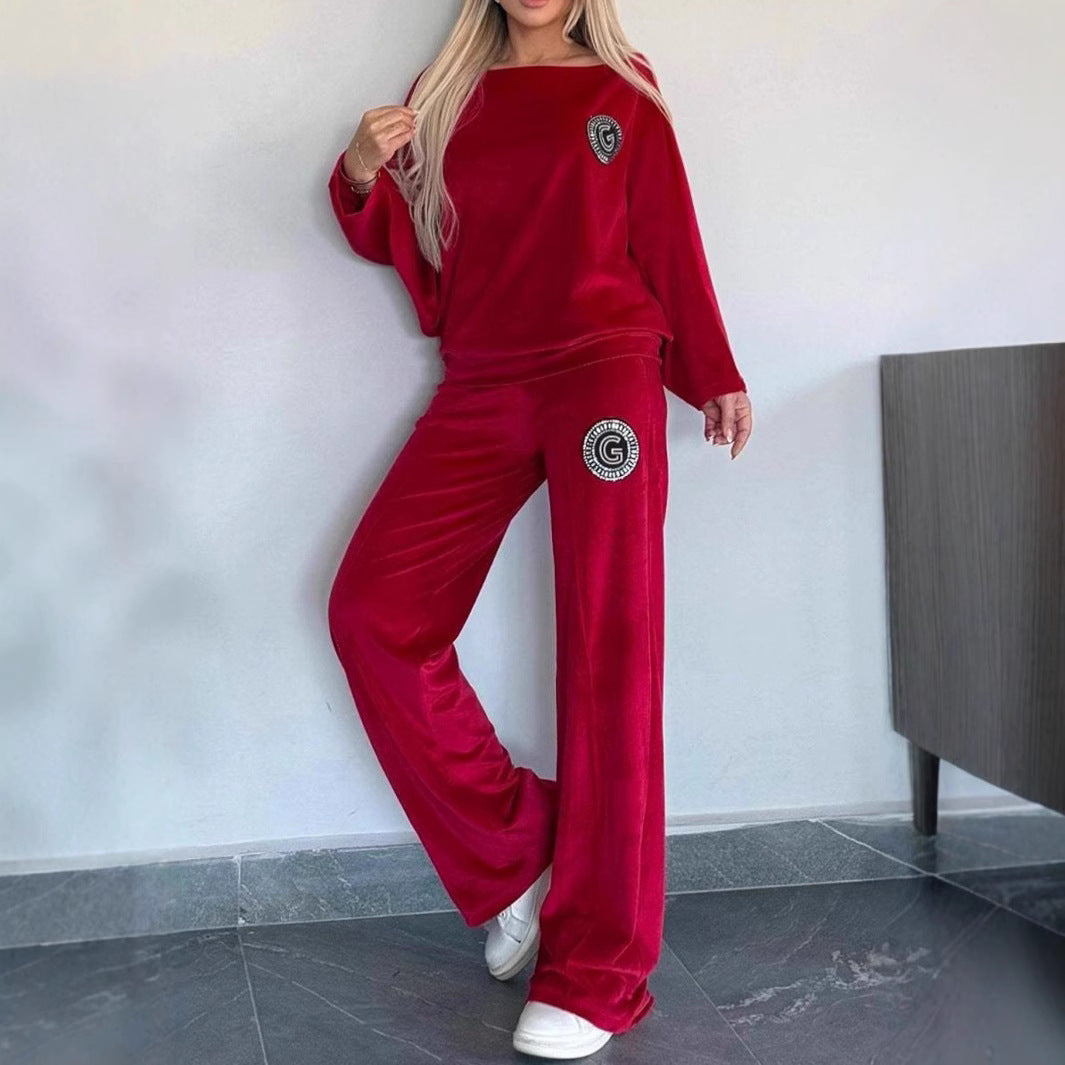 Ensemble décontracté en velours pour femme avec coupe douce Chic & Stil