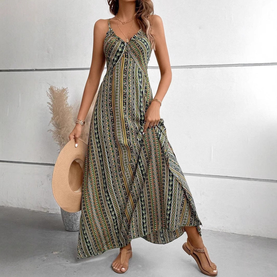 Lune London Women's Bohemian Maxi Dress with Straps