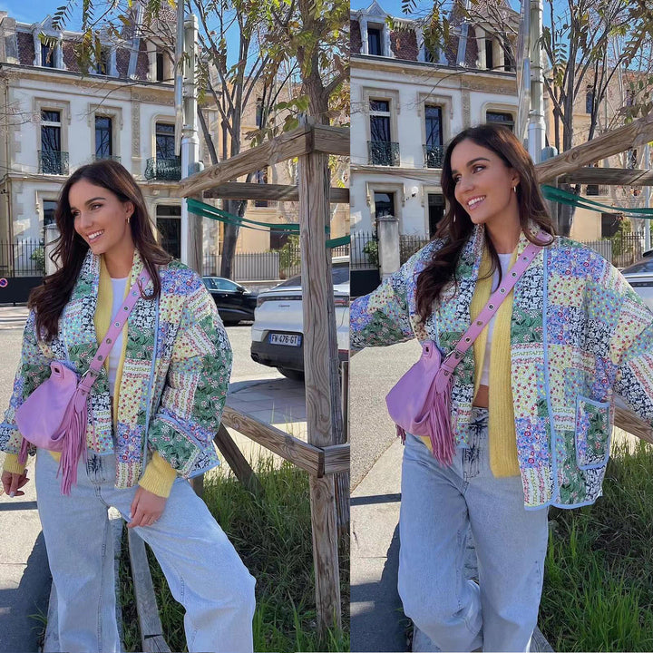 Veste kimono en patchwork pour femmes au design romantique avec poches pratiques Chic & Stil