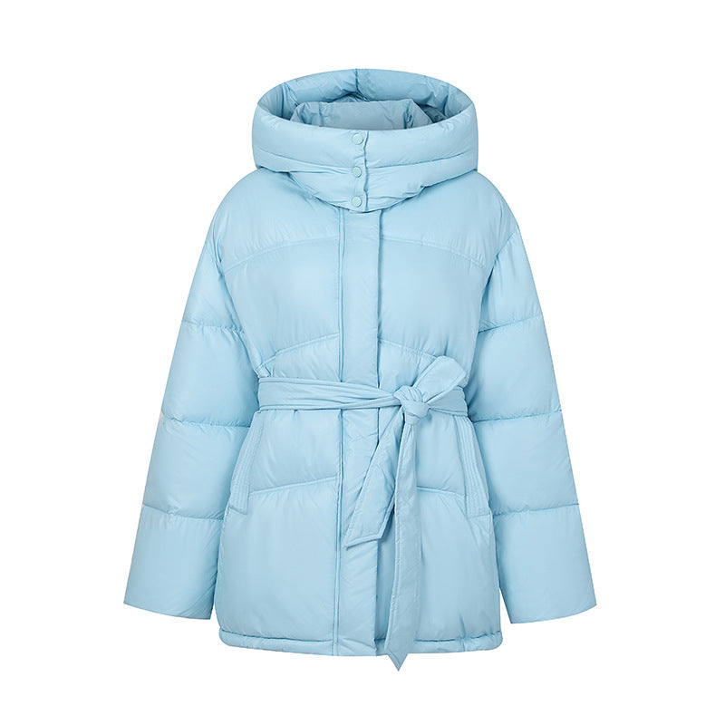 Ladies Stylish Padded Winter Coat with Belt and Hood Lune London
