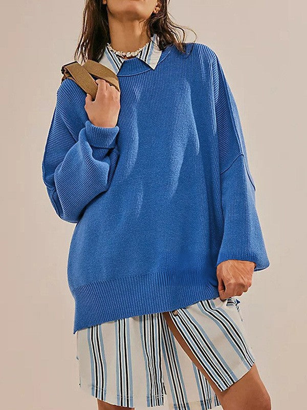 Oversized knitted sweater for women with wide sleeves and a textured surface Lune London