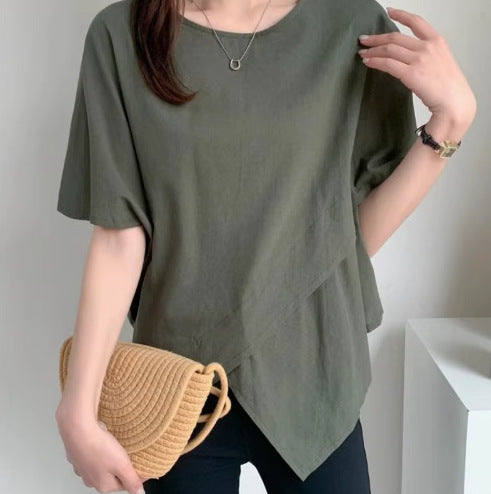 Casual women's t-shirt with high and low hem Lune London