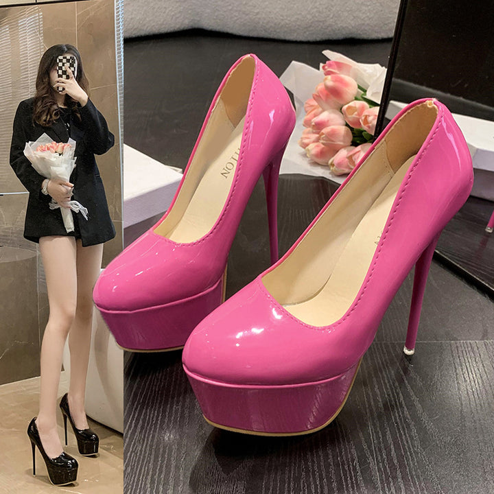 Wedge pumps for women in shiny material and high stiletto heel Lune London