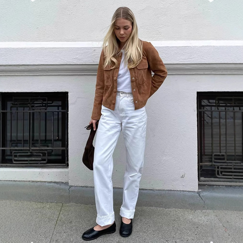 Oversized faux leather jacket for women with practical pockets Lune London