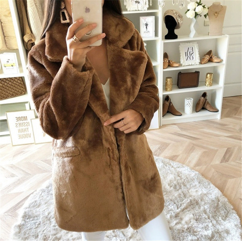 Women's oversized cozy cotton coat with luxurious faux fur Lune London
