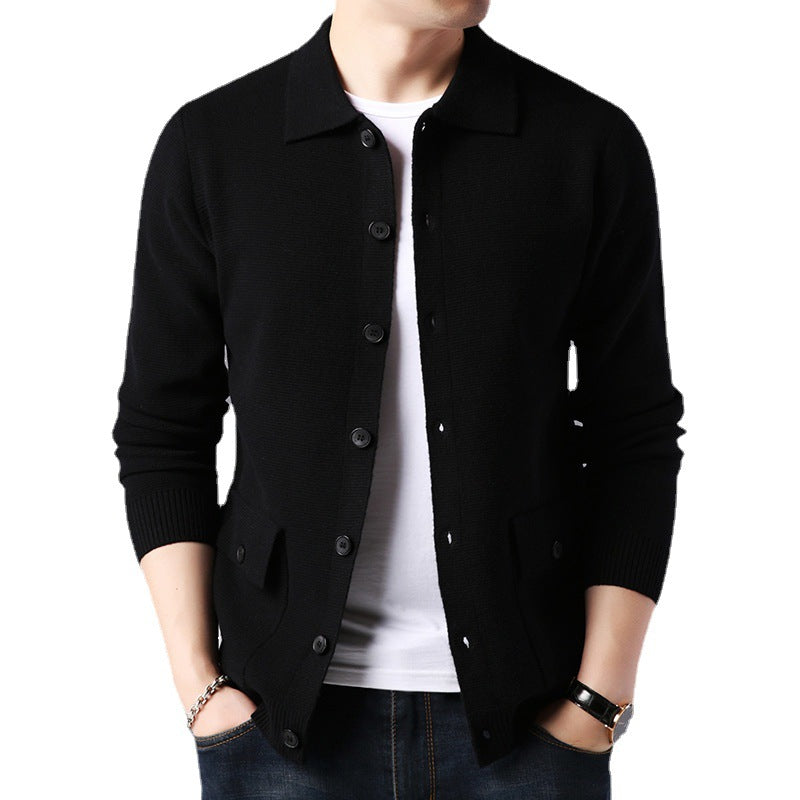 Trendy knitted jacket for men with practical pockets and elegant V-neck Lune London