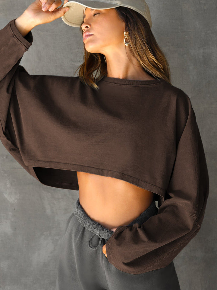 Women's Casual Cropped Sweatshirt with Loose Fit and Balloon Sleeves Lune London