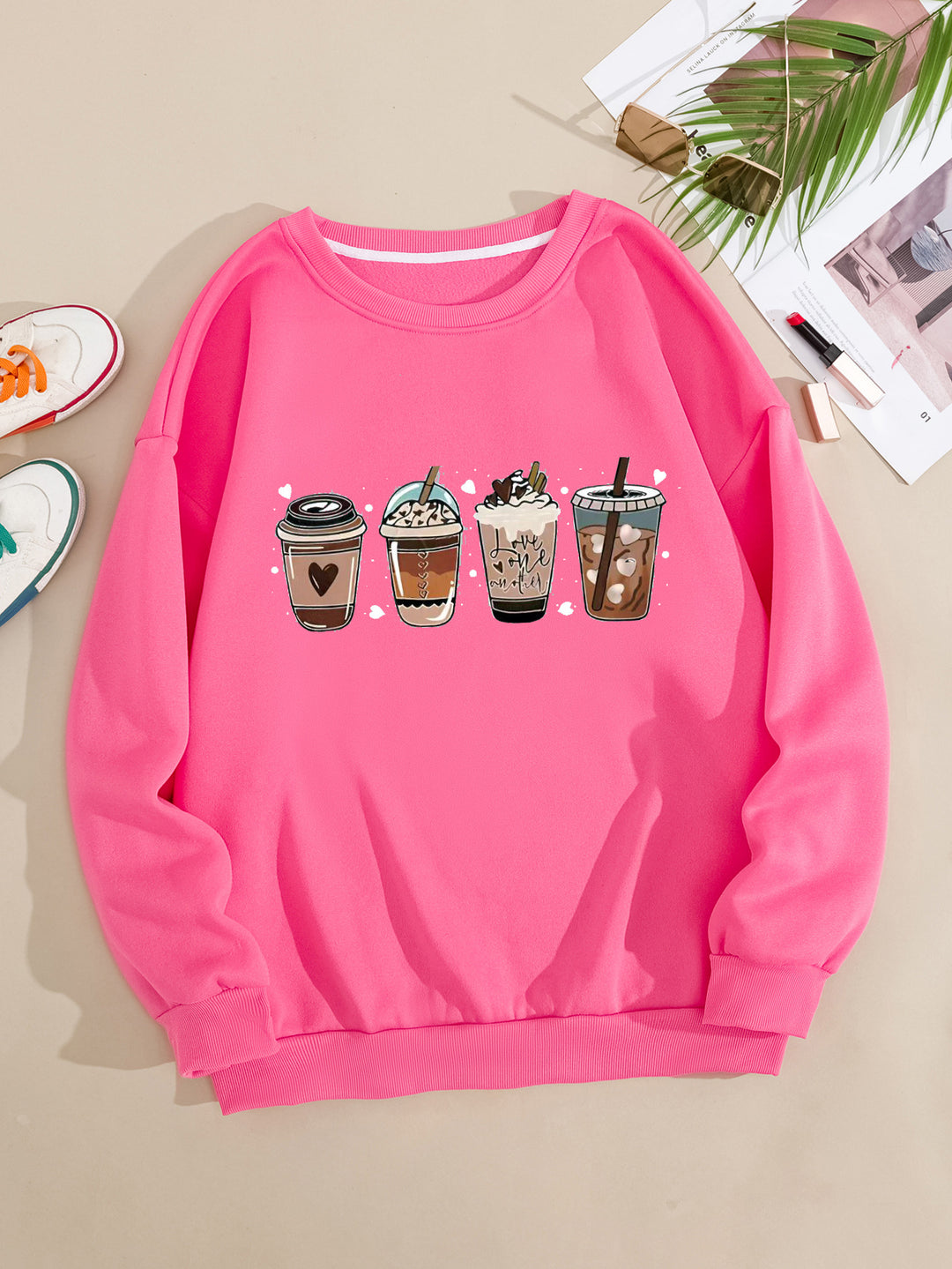 Women's Cozy Sweatshirt with Coffee Motif Chic & Stil