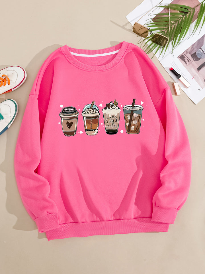 Women's Cozy Sweatshirt with Coffee Motif Chic & Stil