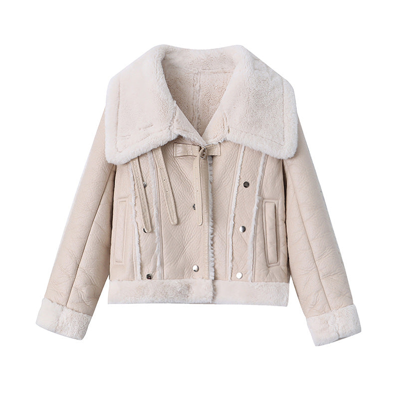 Ladies lambskin jacket with high-quality leather outer layer Chic & Stil