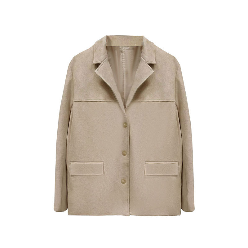 Veste en Suède Élégante pour Femmes avec Coupe Classique et Deux Poches Chic & Stil