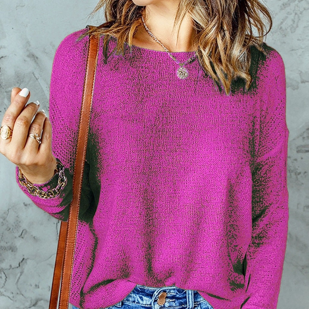 Women’s Chunky Knit Sweater with Loose Fit and Decorative V-Neck Lune London