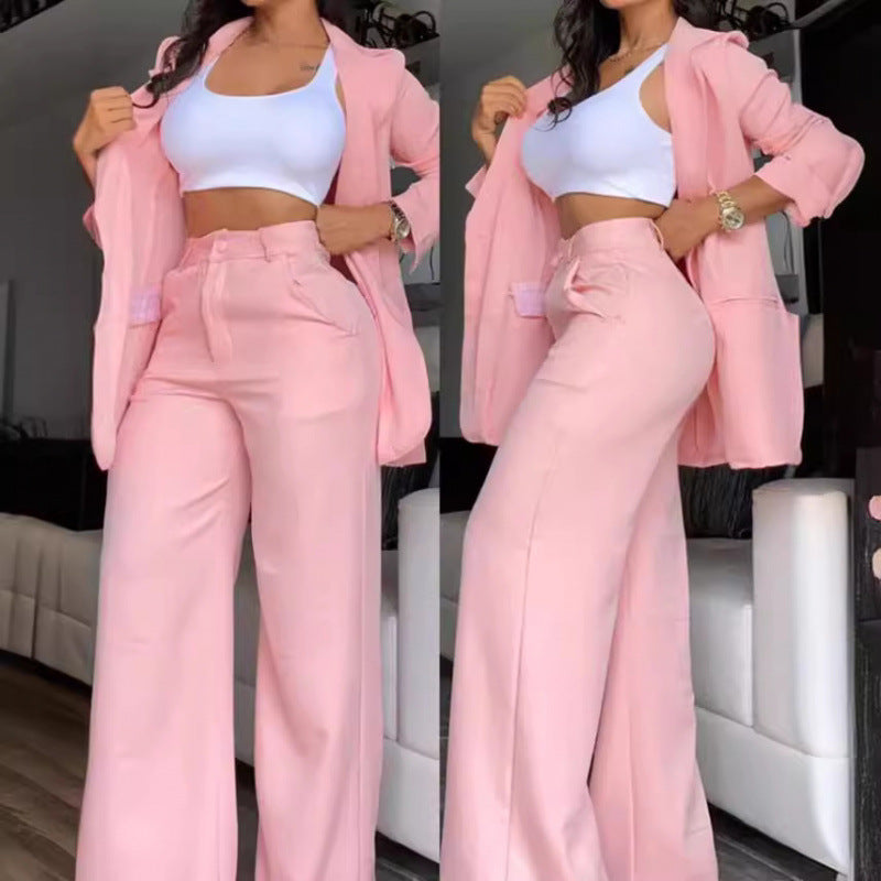 Ladies Elegant wide pants and fitted blazer Set Lune London