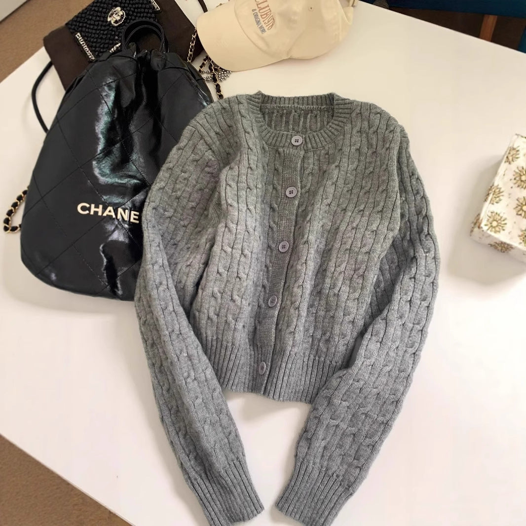 Knit bolero jacket for women with cable stitch structure Lune London