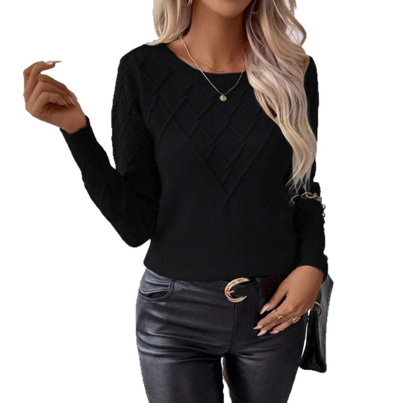 Diamond pattern knitted sweater for ladies Lune London
