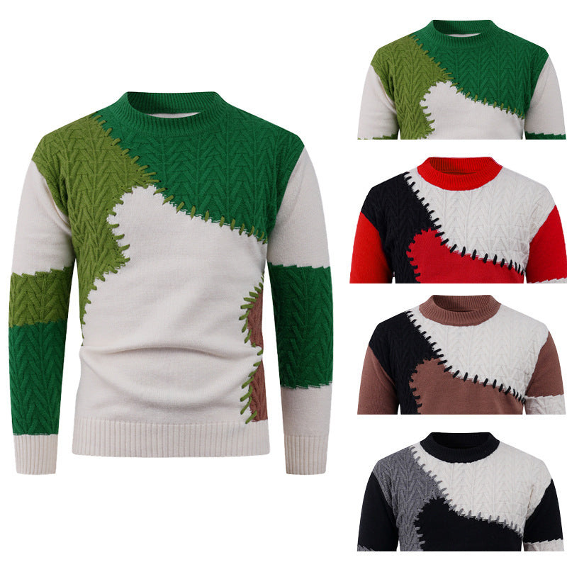 Fashionable knit sweater for men with a creative patchwork design Lune London