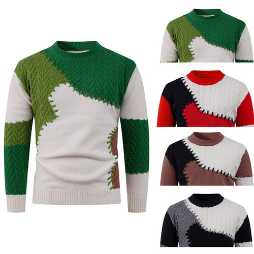 Fashionable knit sweater for men with a creative patchwork design Lune London