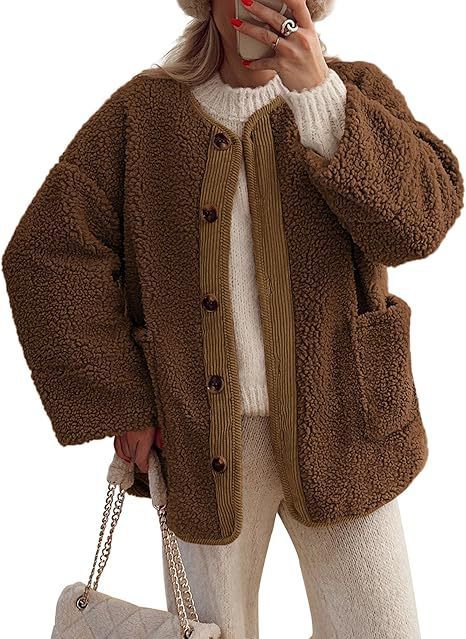 Ladies cozy fleece jacket with Moon London button details