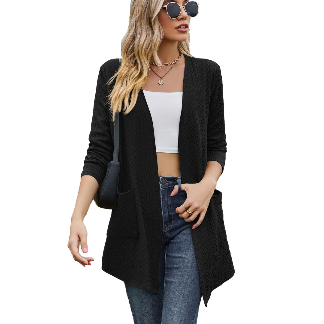 Knitted jacket for women with open front and integrated pockets Lune London