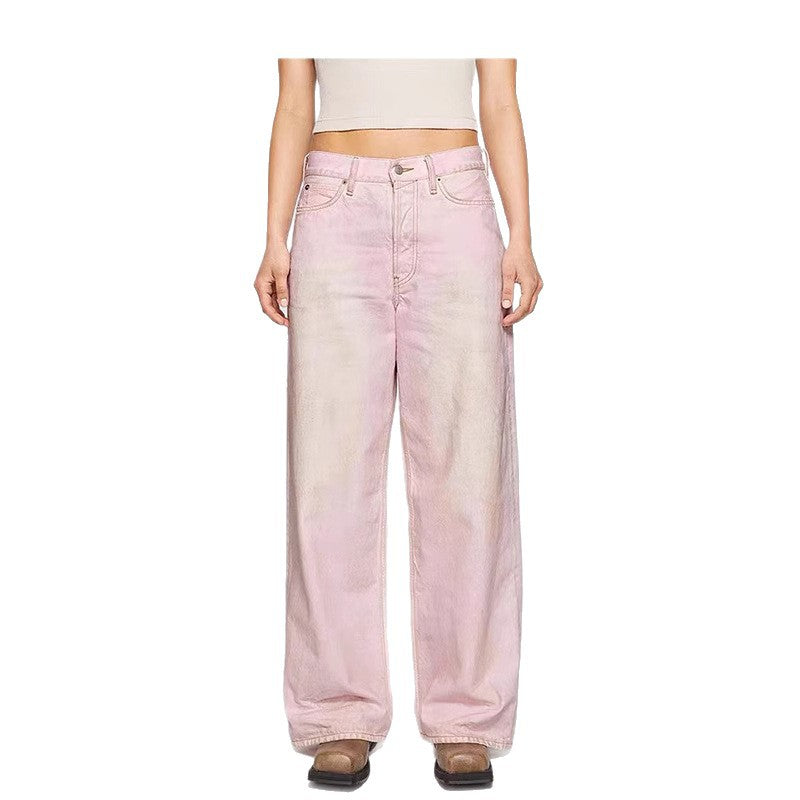 Wide leg jeans for women with high waist and unique color gradient Lune London
