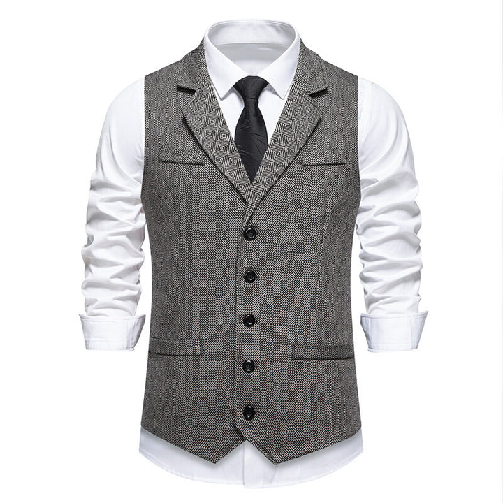 Men's suit vest with an elegant herringbone pattern and practical pockets Lune London