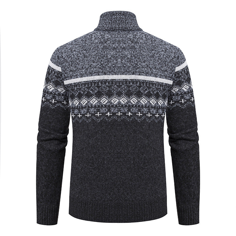 Knit jacket for men with modern pattern and high collar Lune London