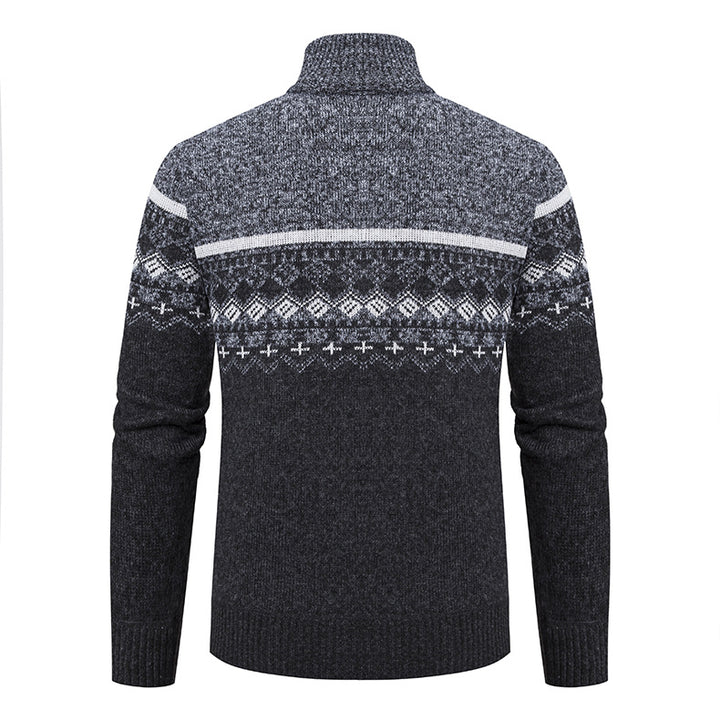 Knit jacket for men with modern pattern and high collar Lune London