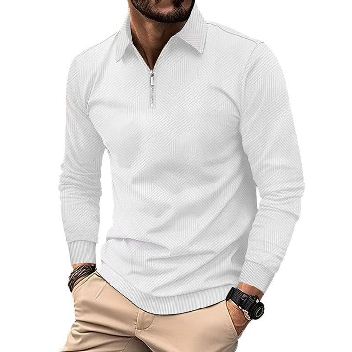 Fashion high collar sweater for men with structured fabric and zipper Lune London