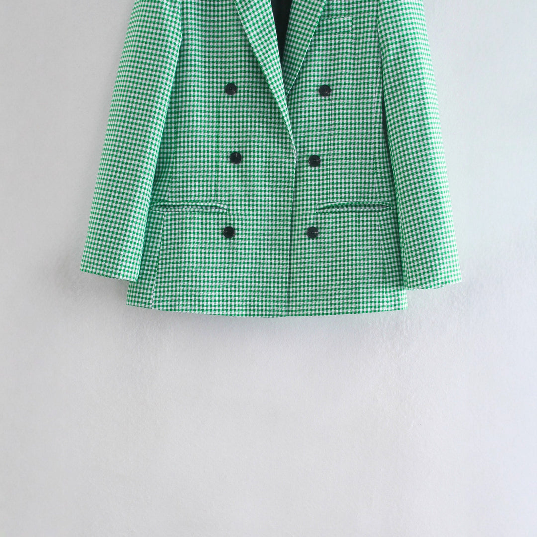Checked blazer for women with double-breasted Lune London