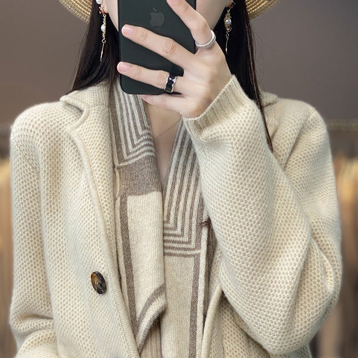 Oversized knit jacket for women with relaxed collar Lune London