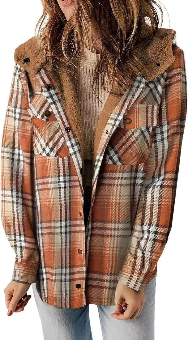 Women Flannel Checkered Jacket with Cozy Lining Lune London
