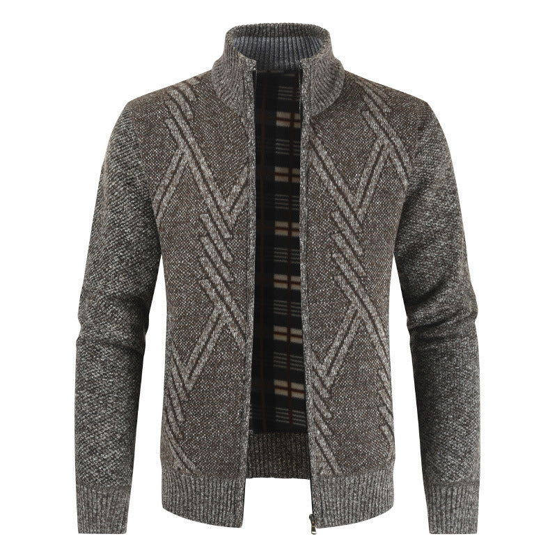 Knitted jacket for men with high collar and structured design Lune London