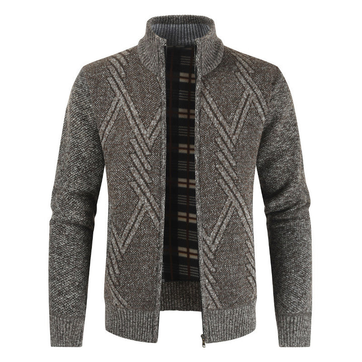 Knitted jacket for men with high collar and structured design Lune London