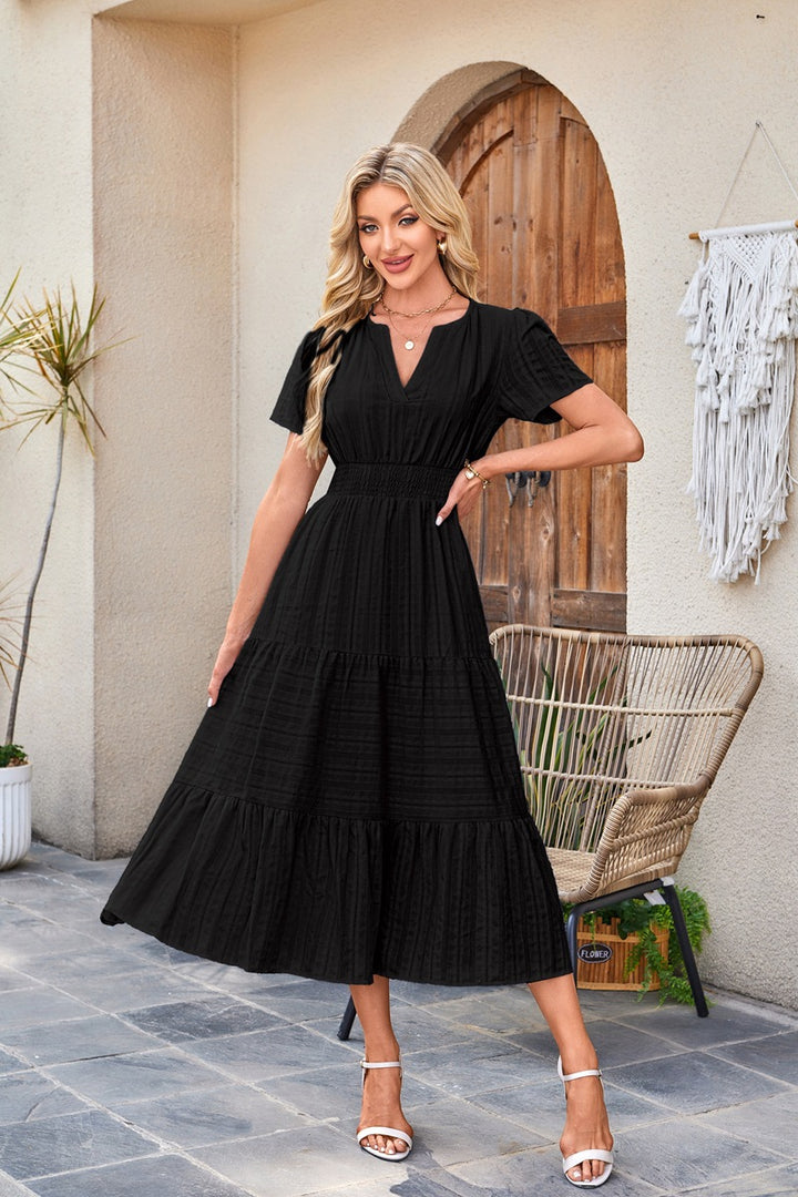 Maxi dress for ladies in lightweight striped fabric Lune London