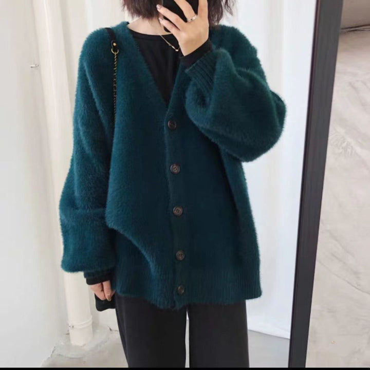 Women Cozy Cardigan with Deep V-neck and Soft Material Lune London