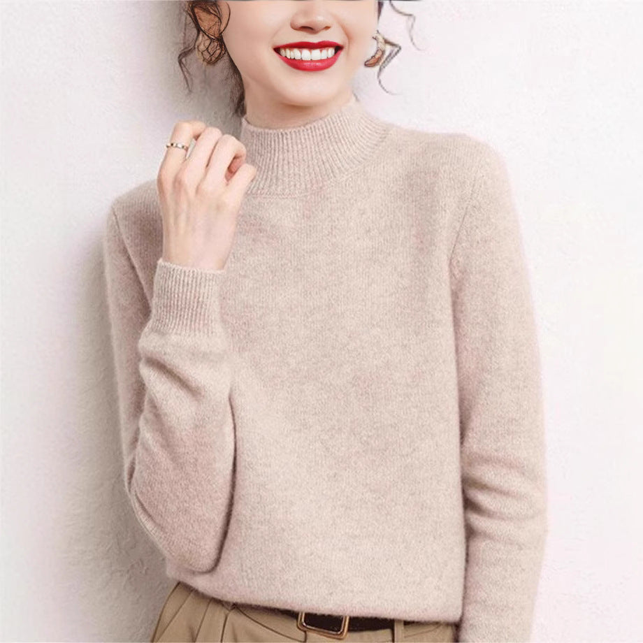Pull en cachemire pour femmes avec col montant et manches étroites Chic & Stil